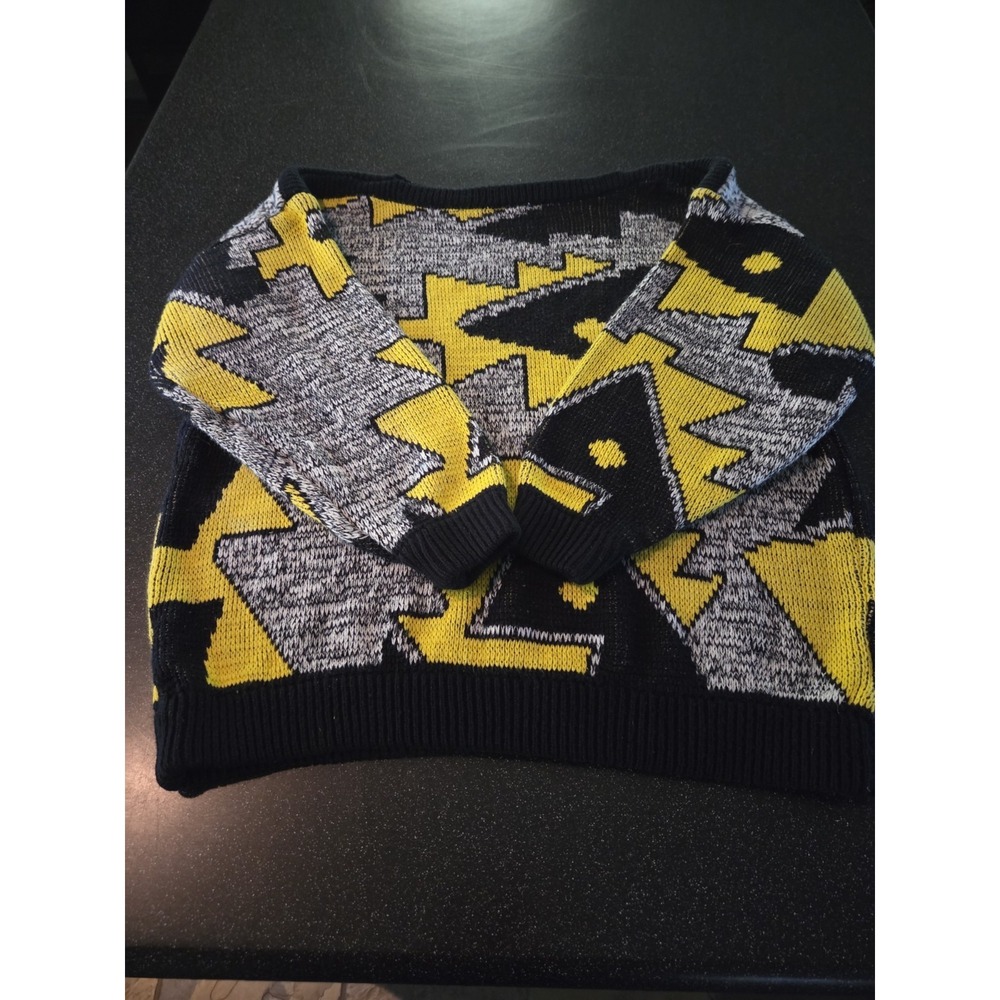 Vintage Knitted Jumper abstract patterned knit sweater Size M
